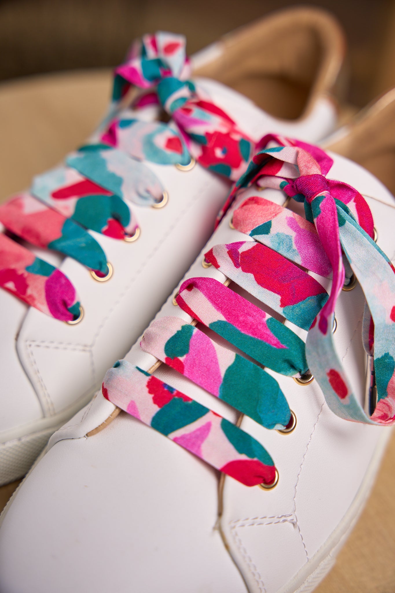 Lacets imprimé rose et vert - Lacets originaux chaussures | Mon Lacet Français
