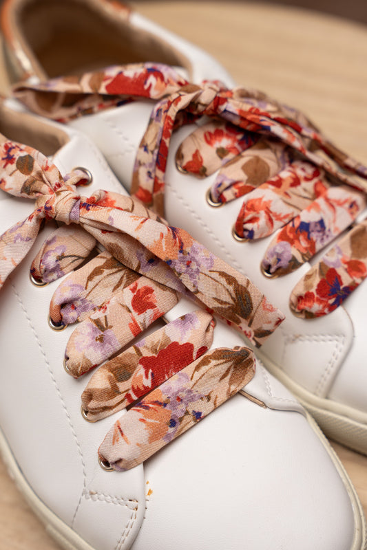 Lacets fleuris beiges - Lacets originaux chaussures | Mon Lacet Français