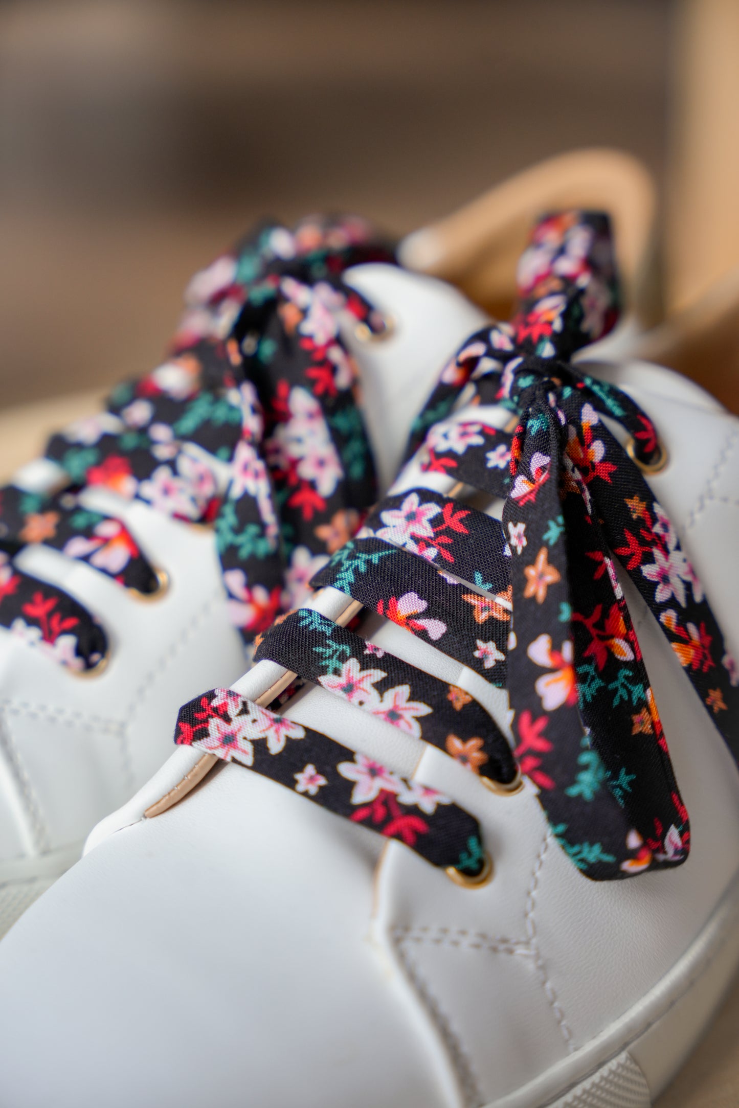 Lacets noirs fleuris - Lacets originaux chaussures | Mon Lacet Français
