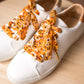 Lacets fleuris jaunes plumetis dorés - Lacets originaux chaussures | Mon Lacet Français