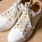Lacets fleuris blancs et jaunes - Lacets originaux chaussures | Mon Lacet Français