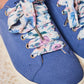 Lacets fleuris bleu et rose - Lacets originaux chaussures | Mon Lacet Français