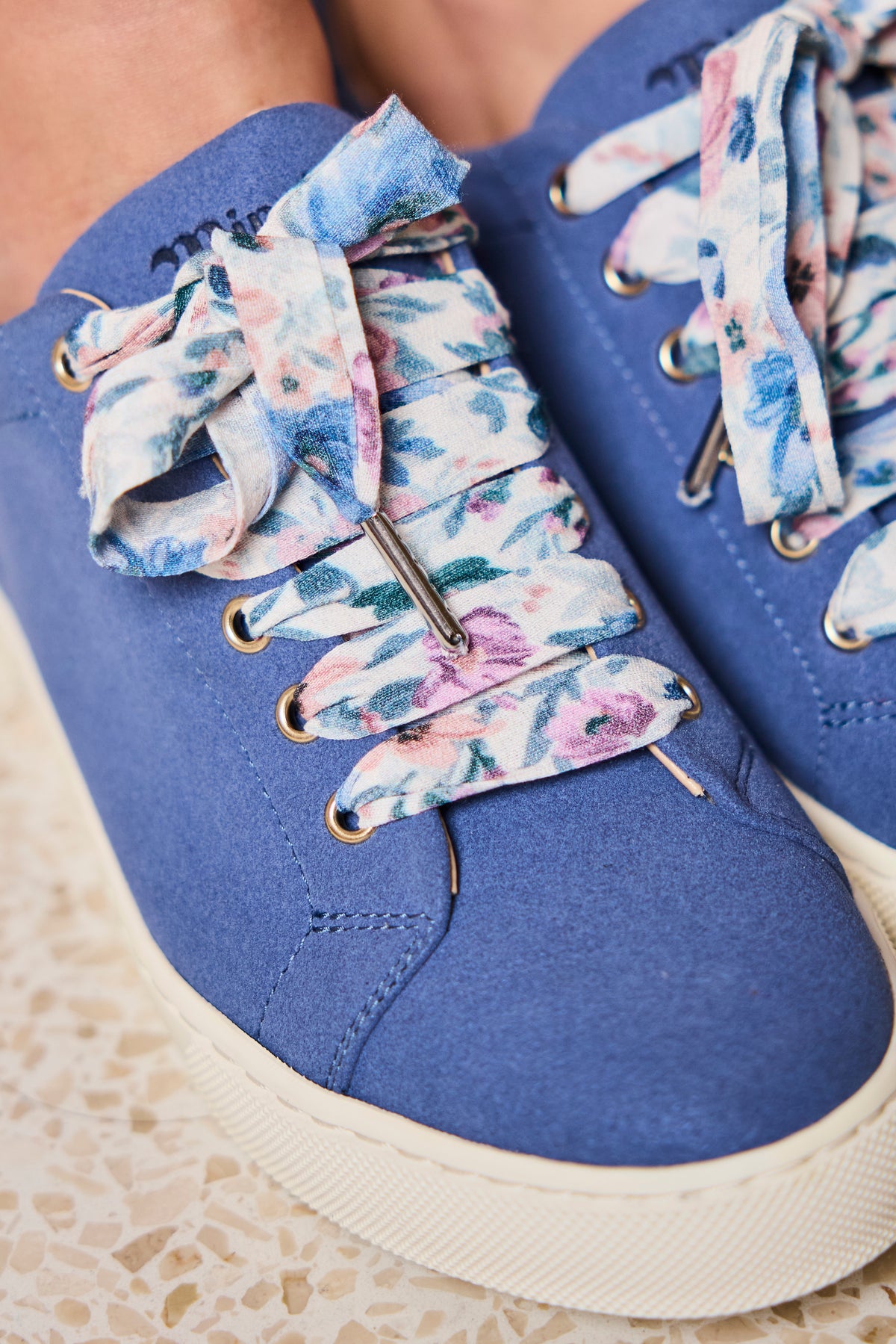 Lacets fleuris bleu et rose - Lacets originaux chaussures | Mon Lacet Français