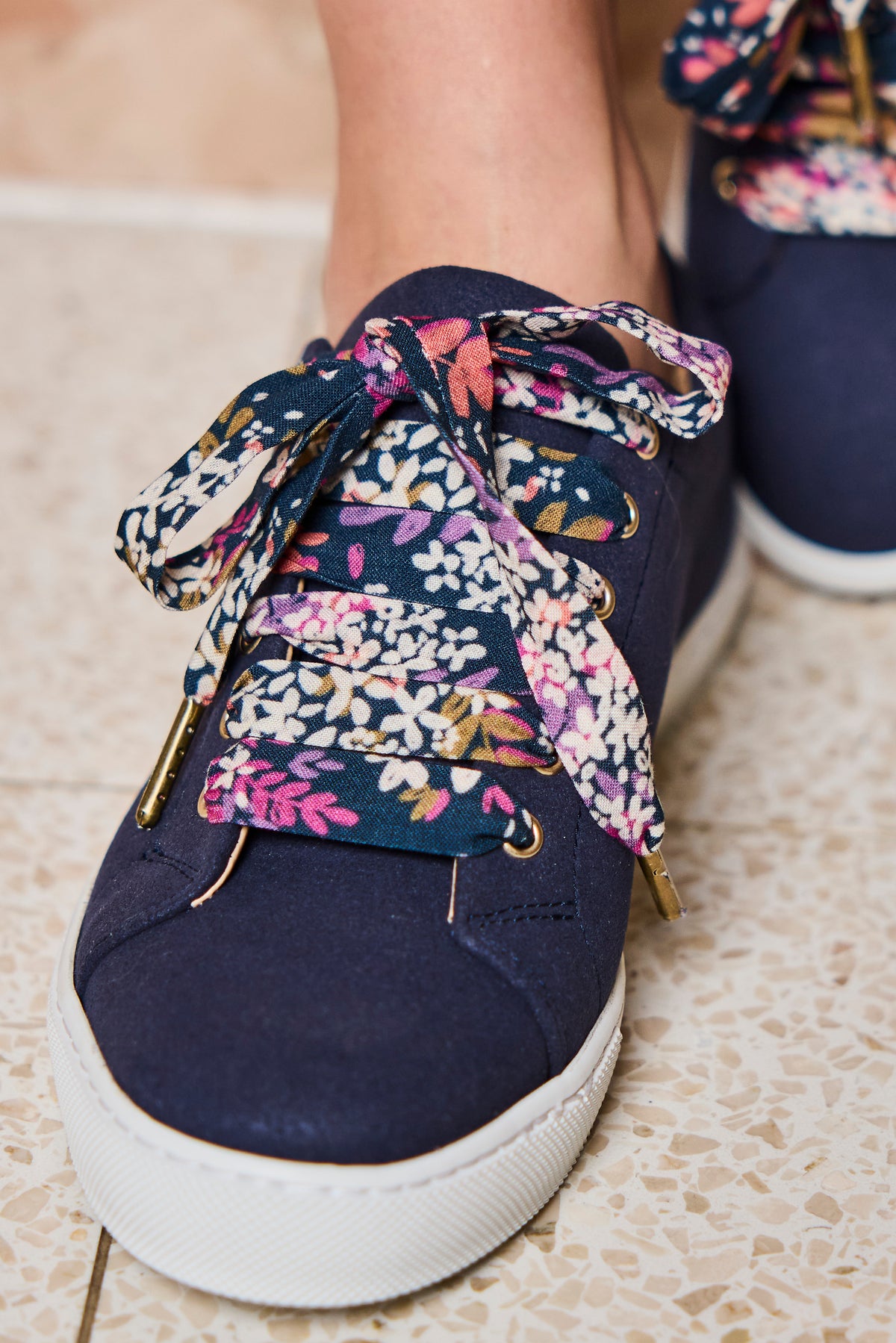 Lacets fleuris bleus - Lacets originaux chaussures | Mon Lacet Français