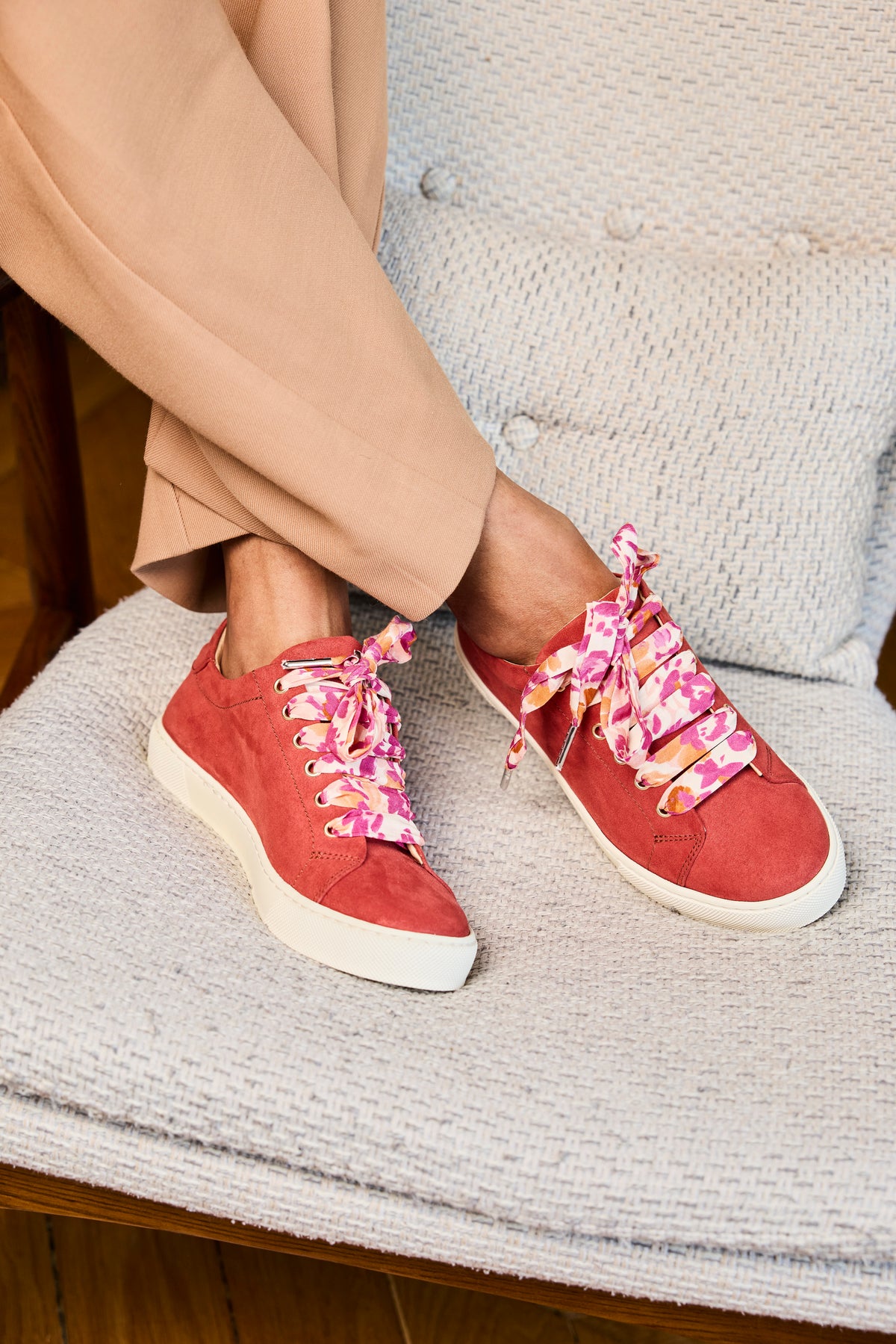 Lacets fleuris rose et orange - Lacets originaux chaussures | Mon Lacet Français