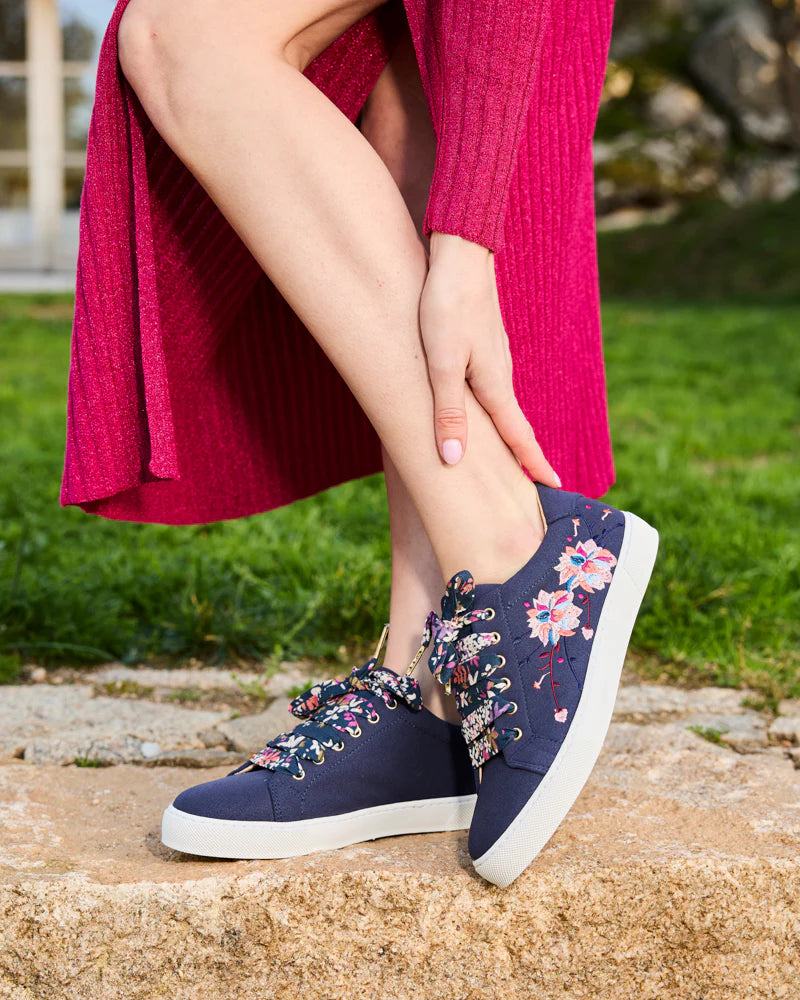Lacets fleuris bleus - Lacets originaux chaussures | Mon Lacet Français