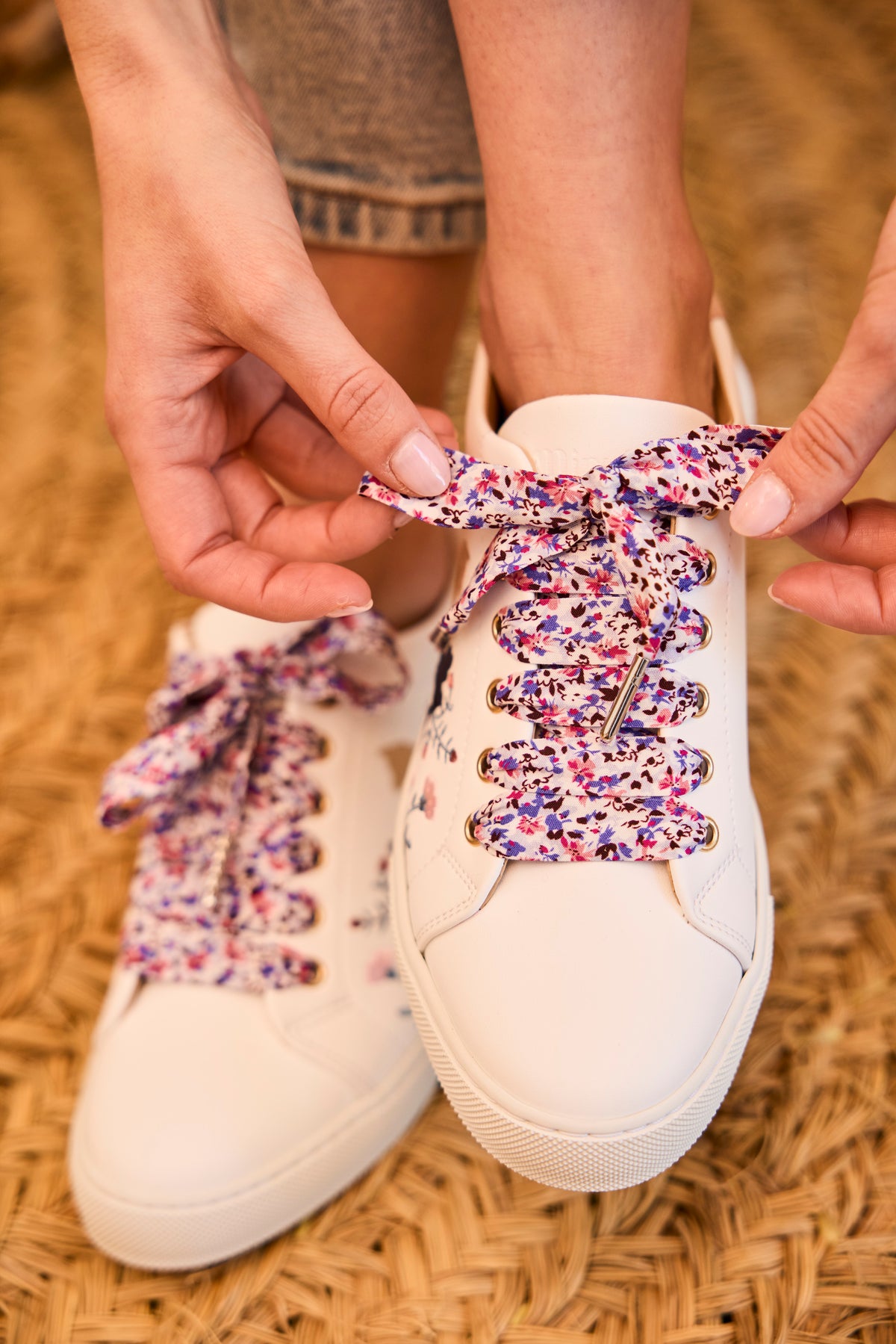 Lacets fleuris rose et lilas - Lacets originaux chaussures | Mon Lacet Français