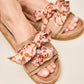 Sandales beiges avec rubans fleuris beiges - Chaussures Femmes | Mon Lacet Français