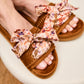 Sandales camel avec rubans fleuris beiges - Chaussures Femmes | Mon Lacet Français