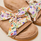 Sandales beiges avec rubans fleuris blancs - Chaussures Femmes | Mon Lacet Français