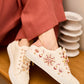 Lacets fleuris blancs et roses plumetis dorés - Lacets originaux chaussures | Mon Lacet Français