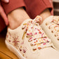 Lacets fleuris blancs et roses plumetis dorés - Lacets originaux chaussures | Mon Lacet Français