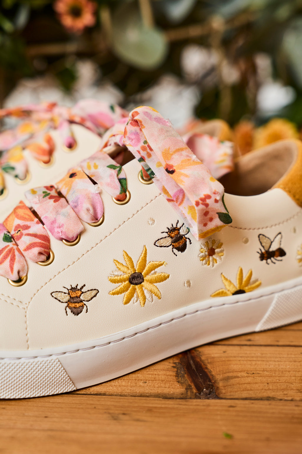 Lacets orange et rose plumetis - Lacets originaux chaussures | Mon Lacet Français