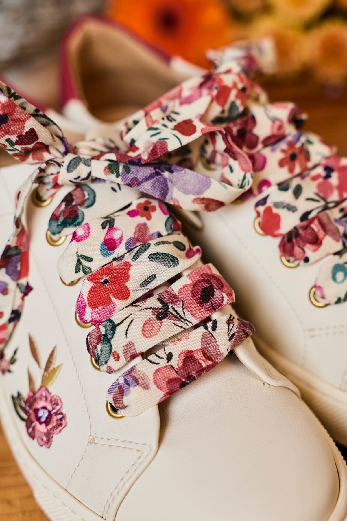 Lacets fleuris rose et violet - Lacets originaux chaussures | Mon Lacet Français