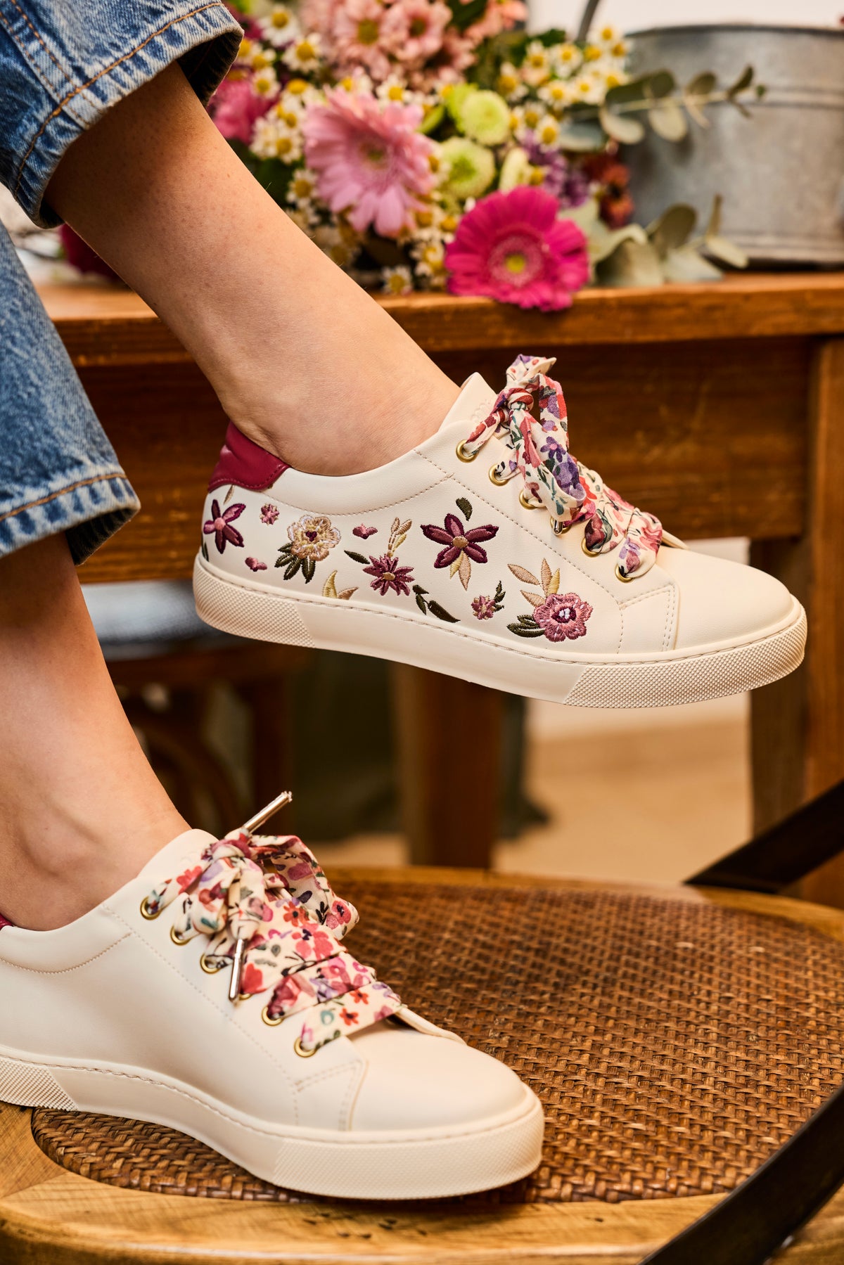 Lacets fleuris rose et violet - Lacets originaux chaussures | Mon Lacet Français