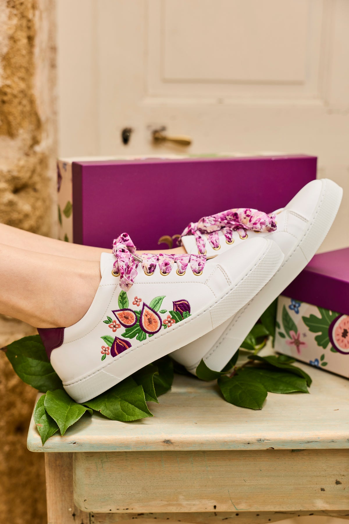 Lacets fleuris violets - Lacets originaux chaussures | Mon Lacet Français