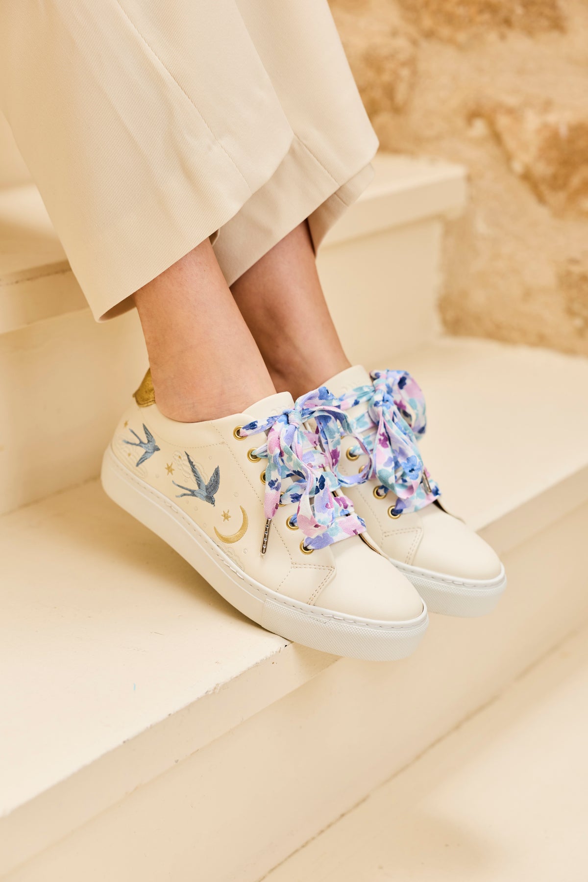 Lacets fleuris pastel - Lacets originaux chaussures | Mon Lacet Français