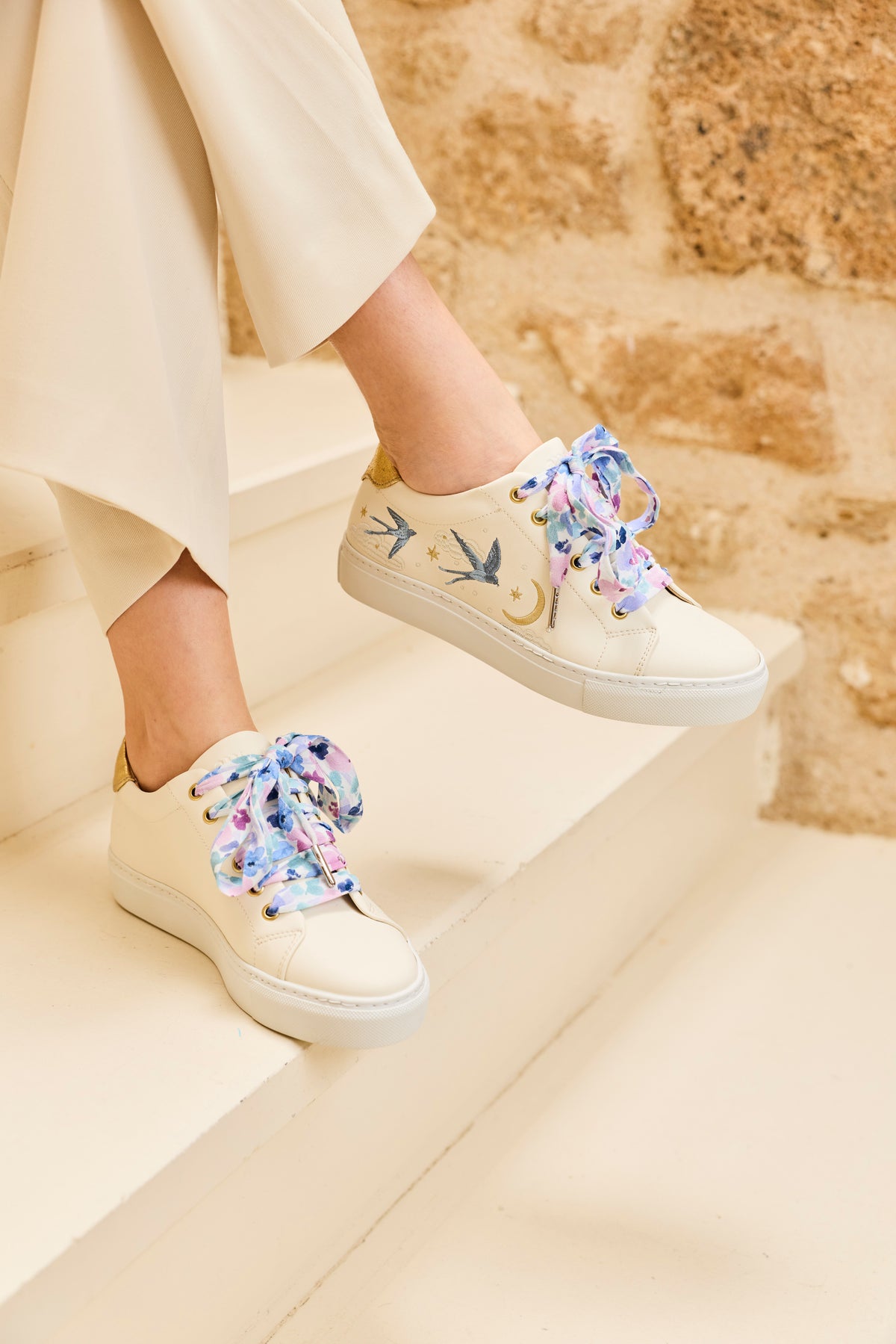 Lacets fleuris pastel - Lacets originaux chaussures | Mon Lacet Français