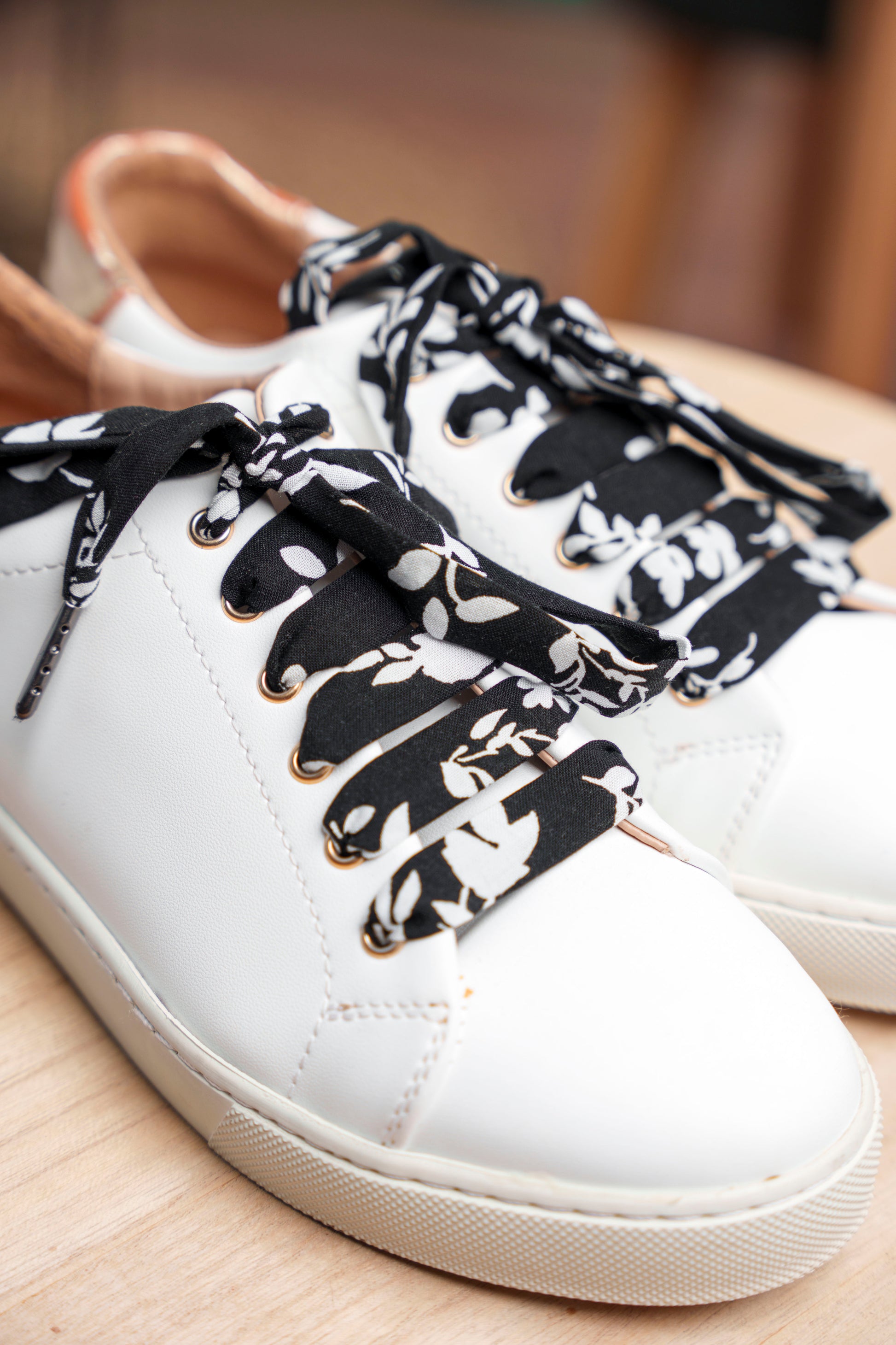 Léopard Lacets Baskets Originaux Lacets Fleuris Noir Et Blanc