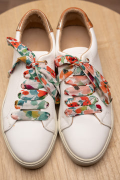 Lacets fleuris vert et rouge - Lacets originaux chaussures | Mon Lacet Français