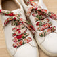 Lacets fleuris rose et vert - Lacets originaux chaussures | Mon Lacet Français