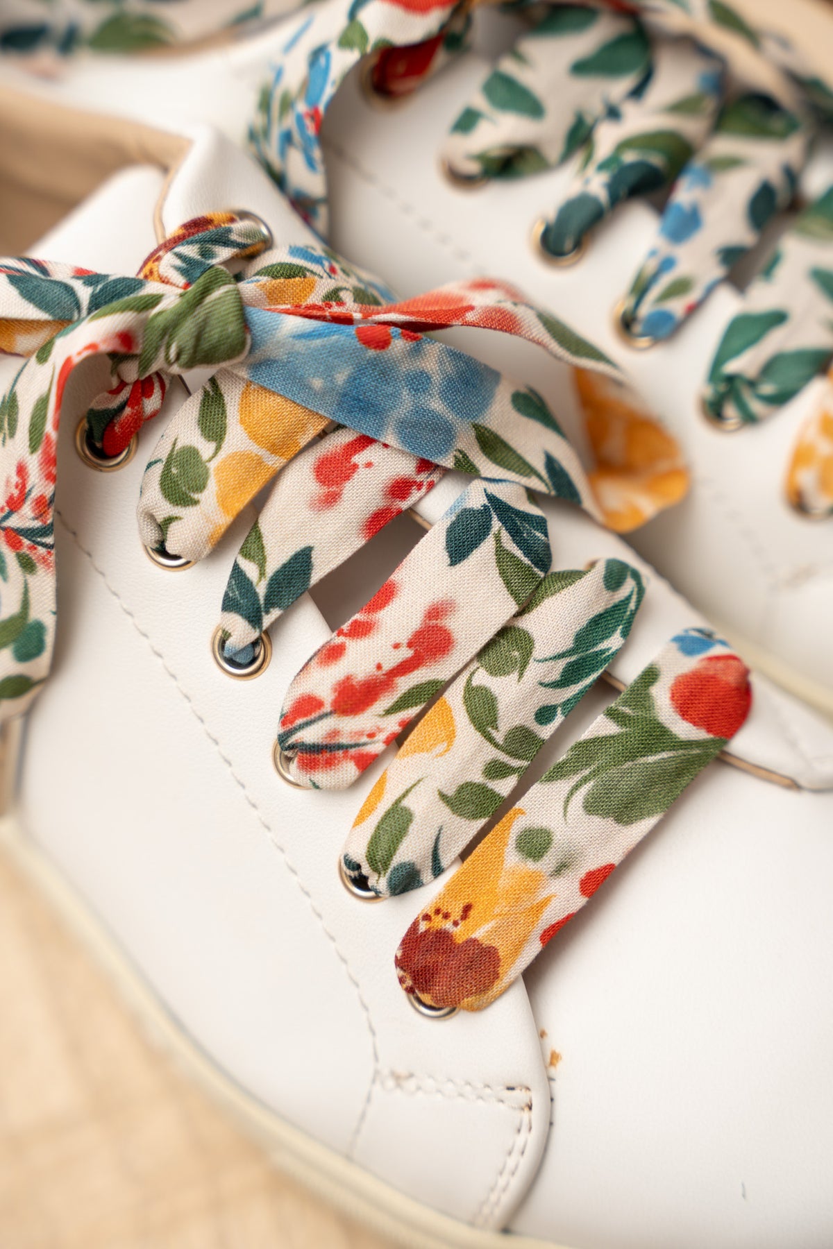 Lacets fleuris verts - Lacets originaux chaussures | Mon Lacet Français