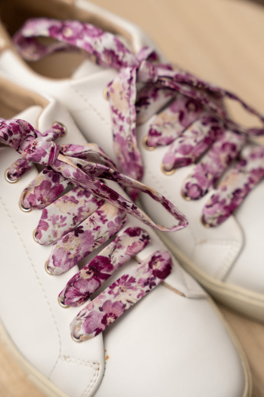 Lacets fleuris violets - Lacets originaux chaussures | Mon Lacet Français