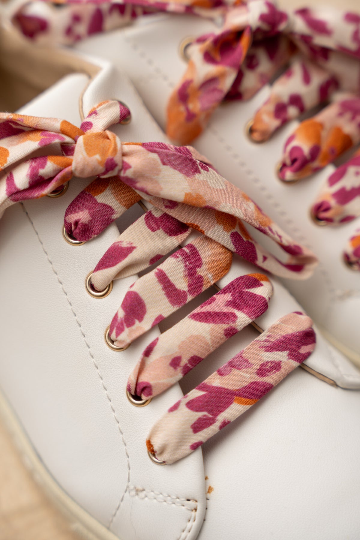 Lacets fleuris rose et orange - Lacets originaux chaussures | Mon Lacet Français