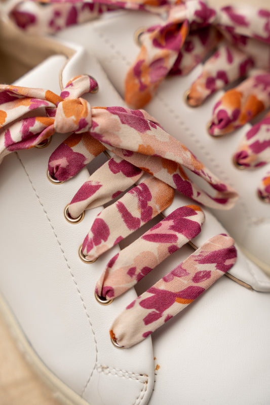 Lacets fleuris rose et orange - Lacets originaux chaussures | Mon Lacet Français