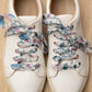 Lacets fleuris bleu et rose - Lacets originaux chaussures | Mon Lacet Français