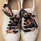 Lacets fleuris noir et rose - Lacets originaux chaussures | Mon Lacet Français