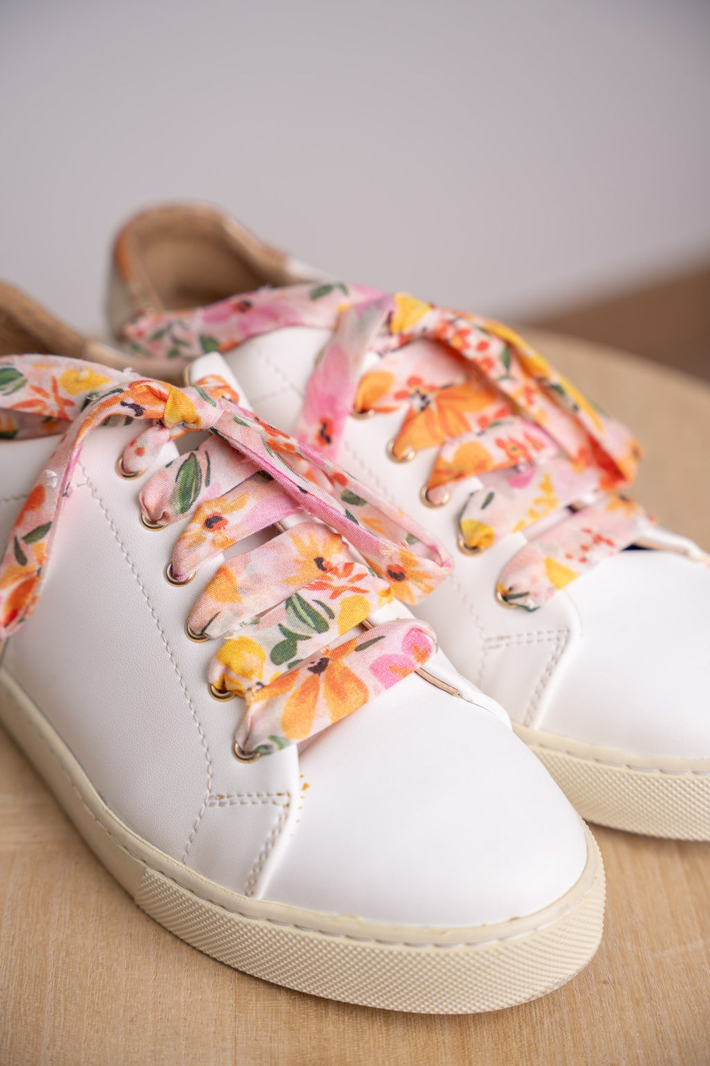 Lacets orange et rose plumetis - Lacets originaux chaussures | Mon Lacet Français