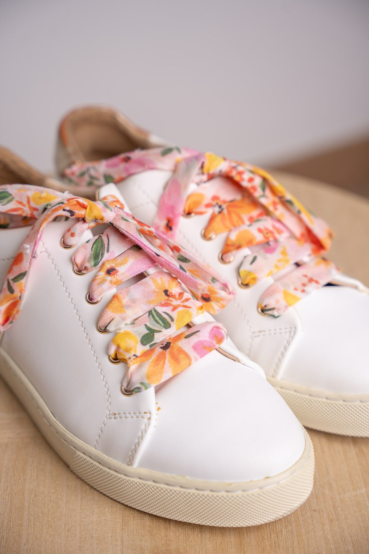 Lacets orange et rose plumetis - Lacets originaux chaussures | Mon Lacet Français