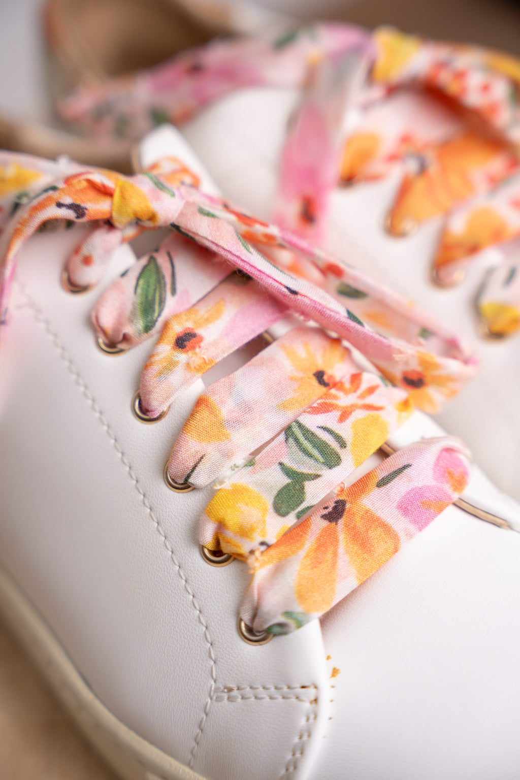 Lacets orange et rose plumetis - Lacets originaux chaussures | Mon Lacet Français