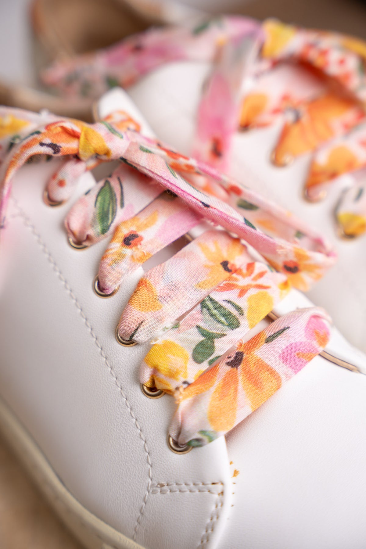 Lacets orange et rose plumetis - Lacets originaux chaussures | Mon Lacet Français
