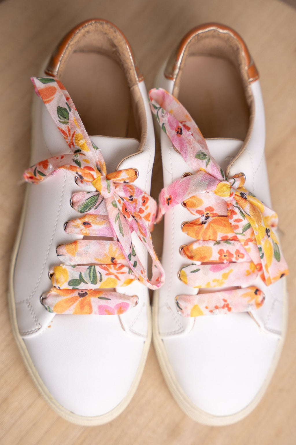 Lacets orange et rose plumetis - Lacets originaux chaussures | Mon Lacet Français