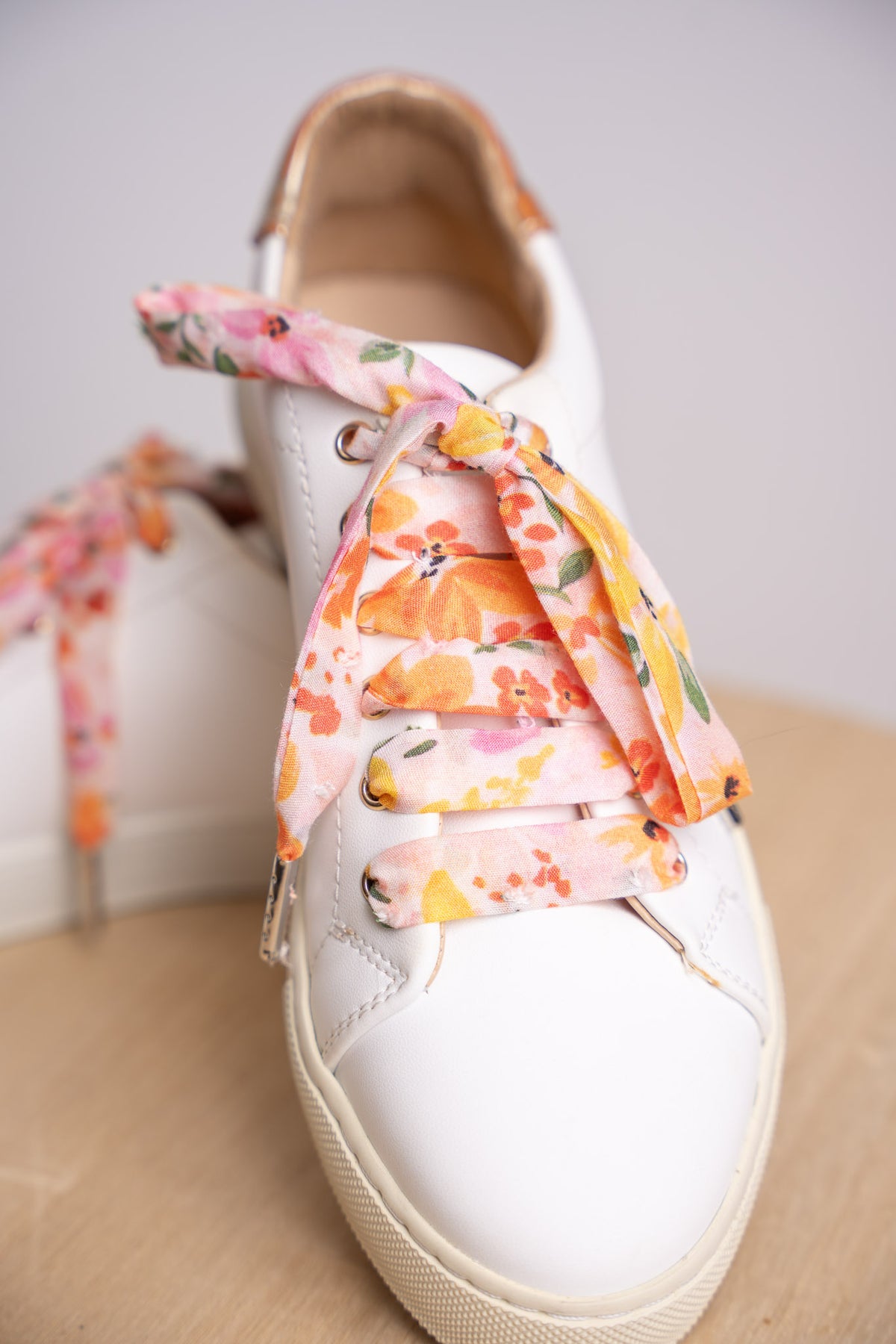 Lacets orange et rose plumetis - Lacets originaux chaussures | Mon Lacet Français