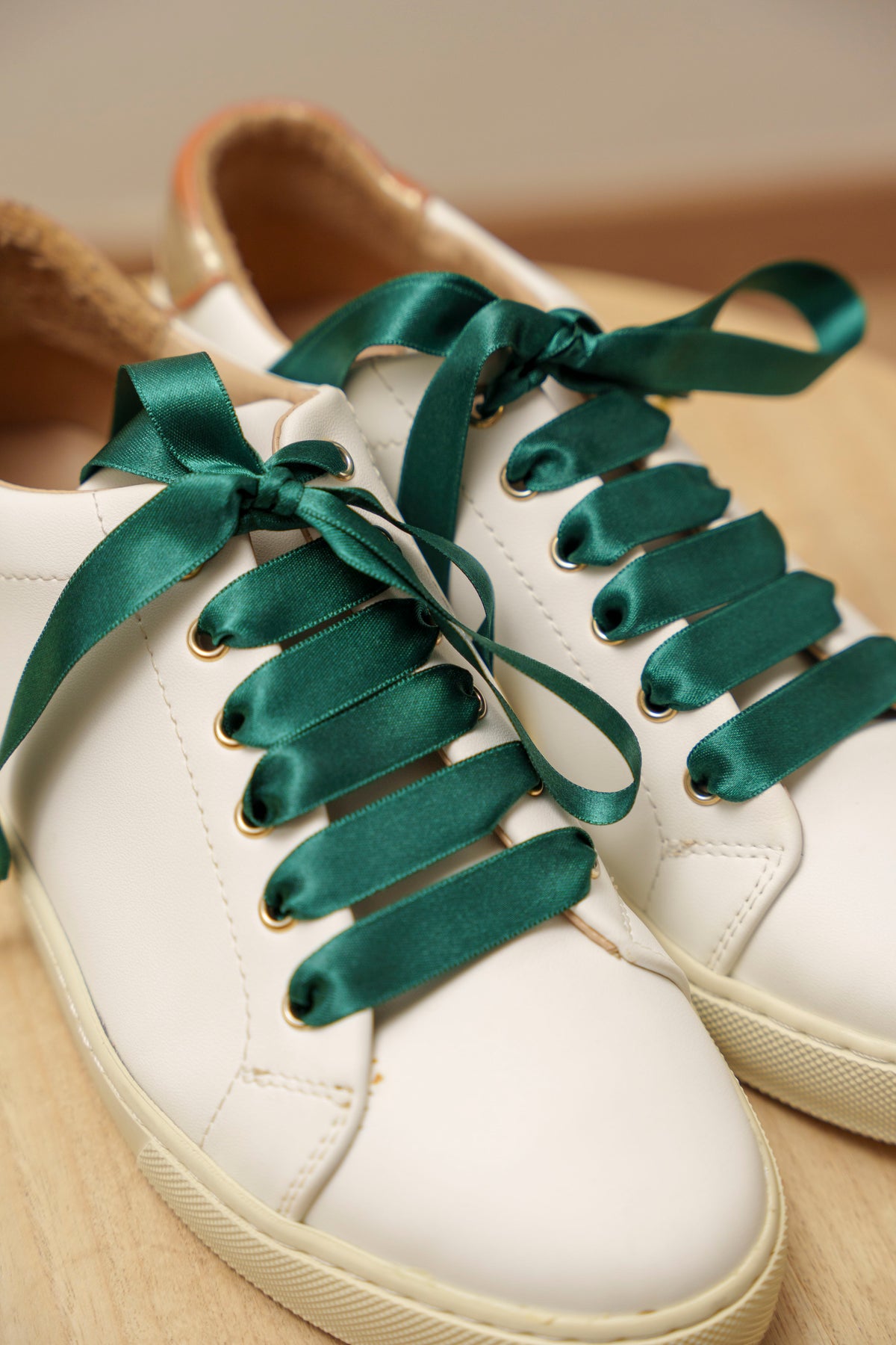 Lacets satin vert - Lacets originaux chaussures | Mon Lacet Français