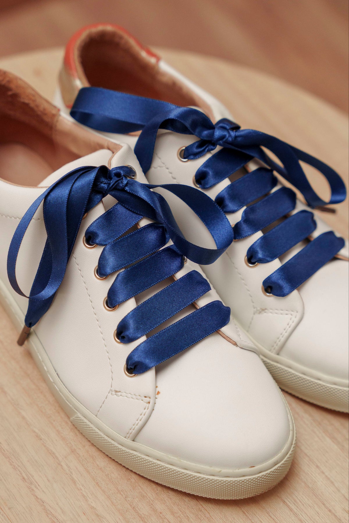 Lacets satin bleu marine - Lacets originaux chaussures | Mon Lacet Français