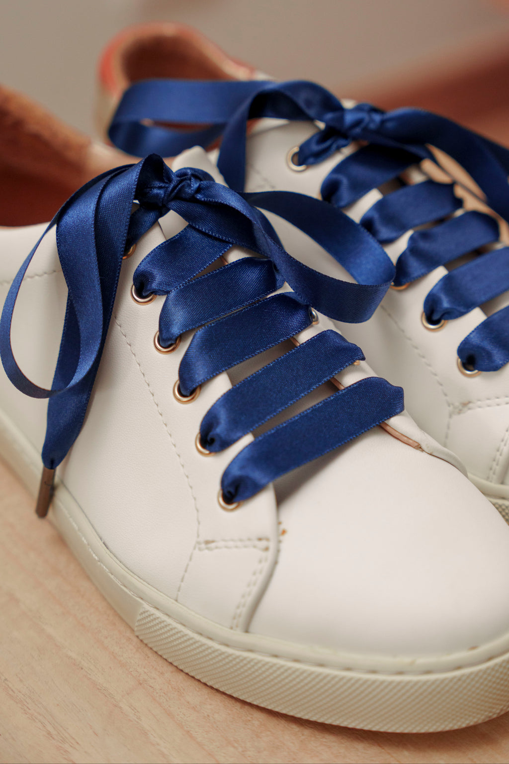 Lacets satin bleu marine - Lacets originaux chaussures | Mon Lacet Français