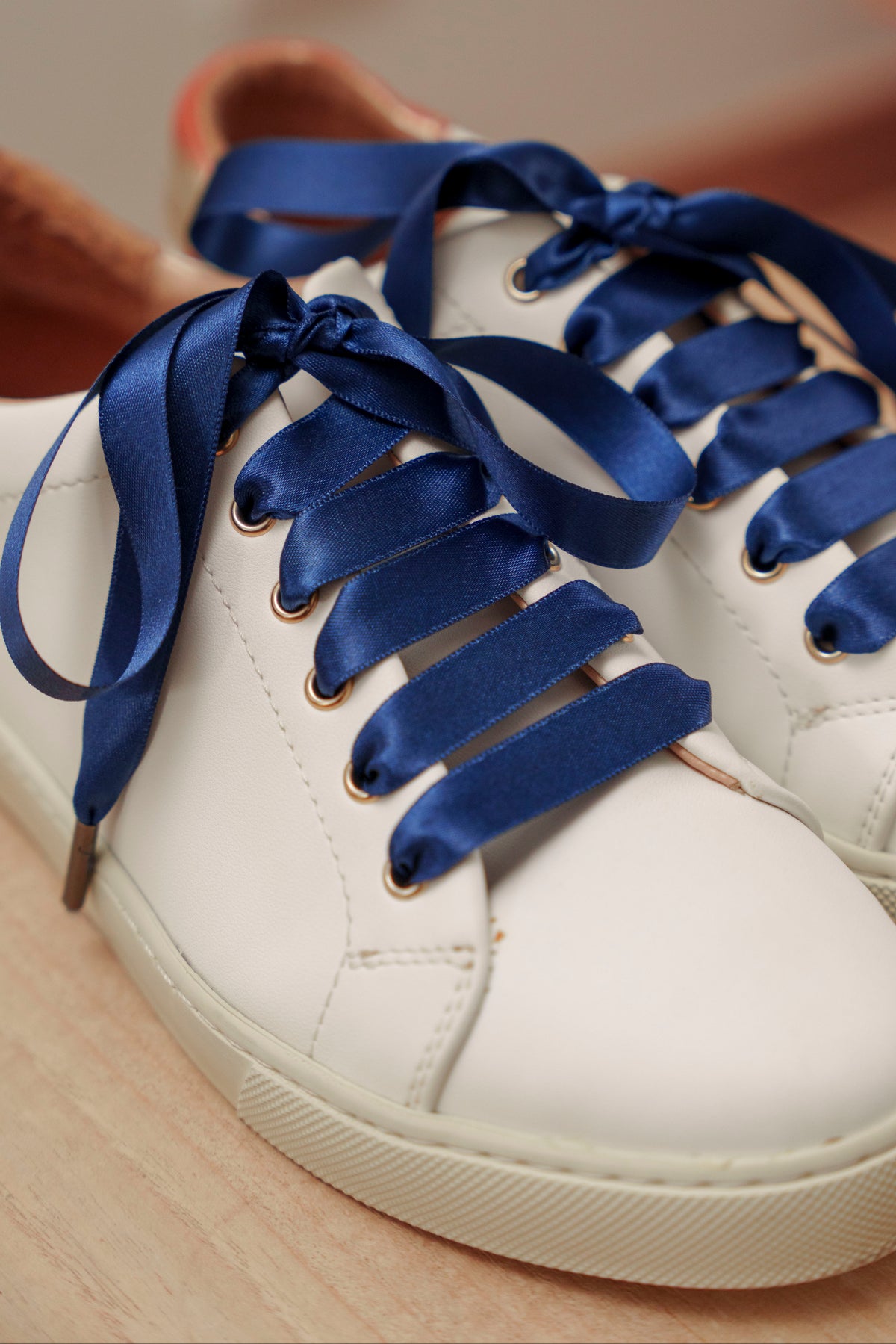 Lacets satin bleu marine - Lacets originaux chaussures | Mon Lacet Français