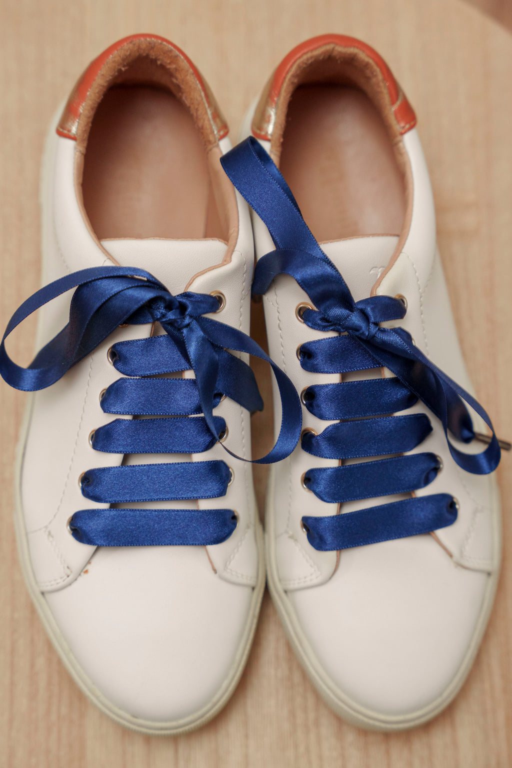 Lacets satin bleu marine - Lacets originaux chaussures | Mon Lacet Français