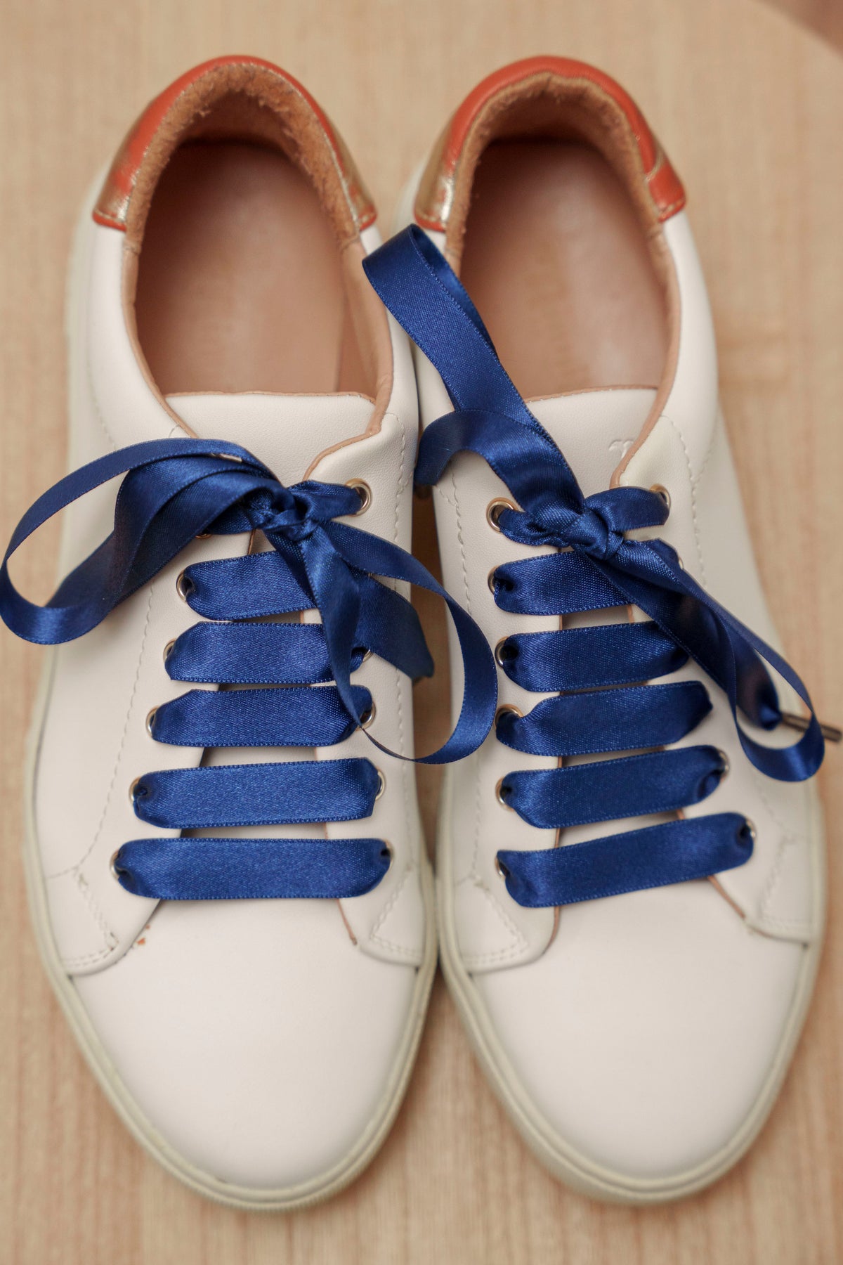 Lacets satin bleu marine - Lacets originaux chaussures | Mon Lacet Français