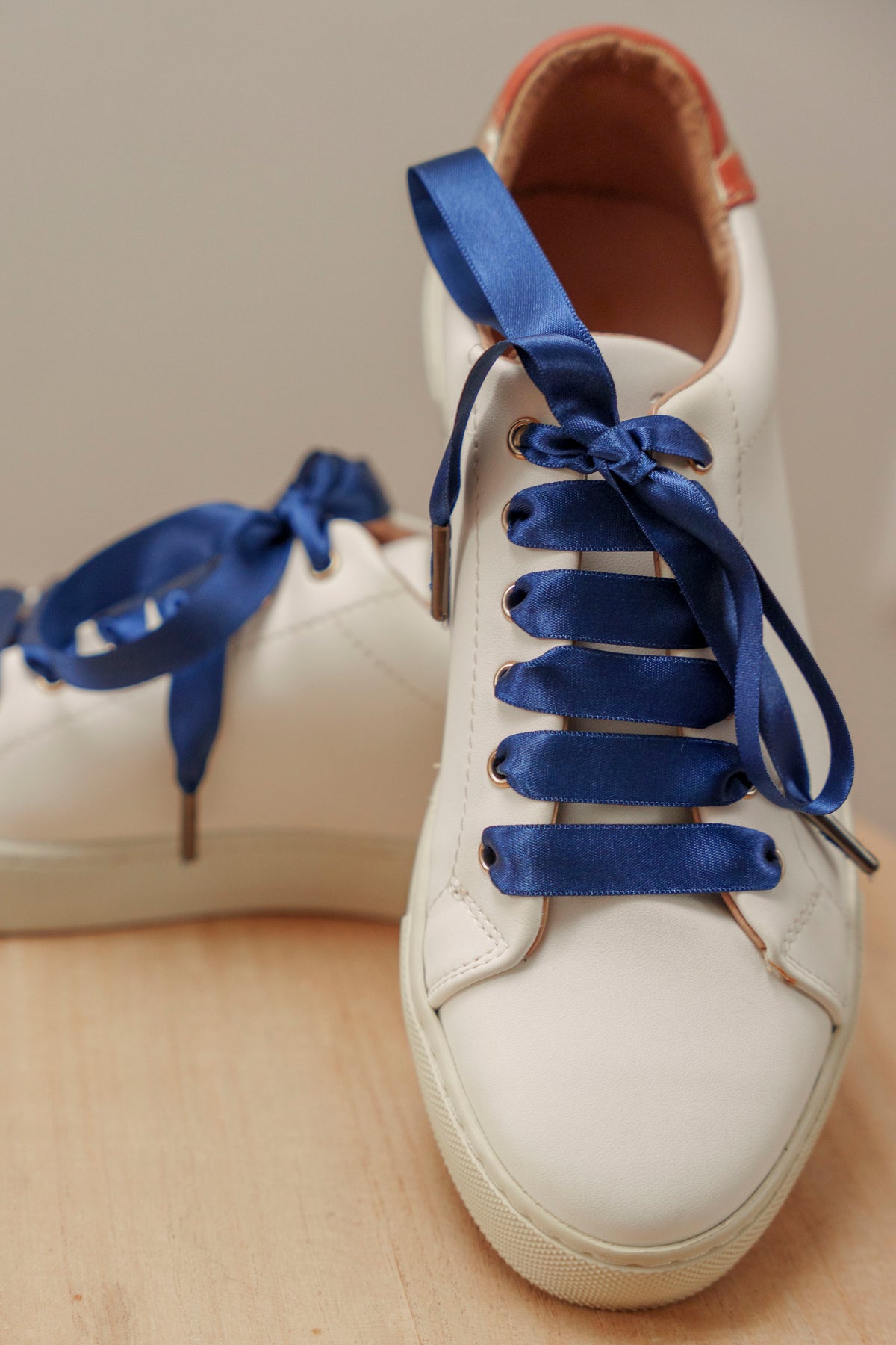 Lacets satin bleu marine - Lacets originaux chaussures | Mon Lacet Français