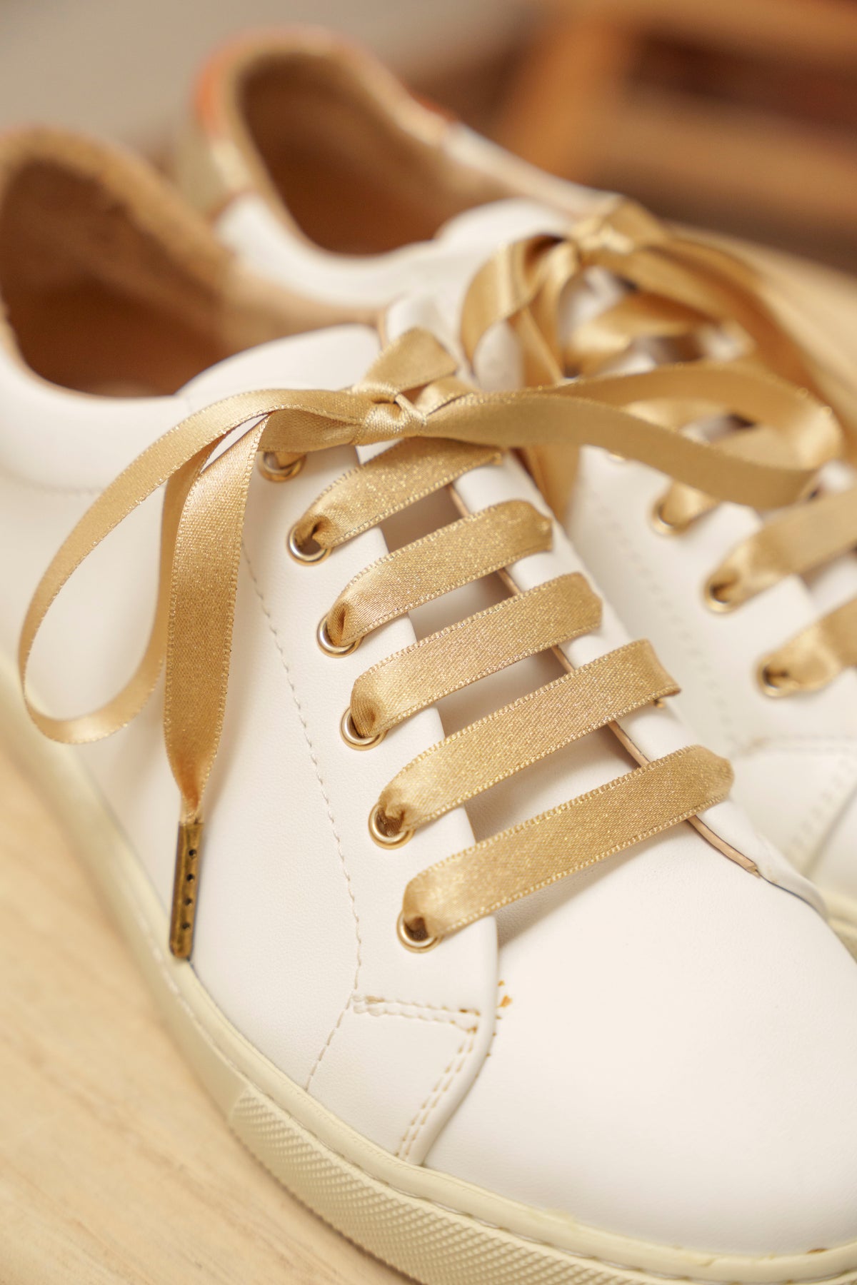 Lacets satin doré - Lacets originaux chaussures | Mon Lacet Français