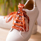 Lacets fleuris camel plumetis dorés - Lacets originaux chaussures | Mon Lacet Français