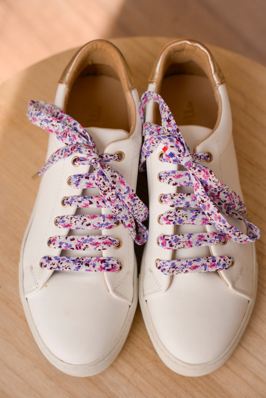 Lacets fleuris rose et lilas - Lacets originaux chaussures | Mon Lacet Français