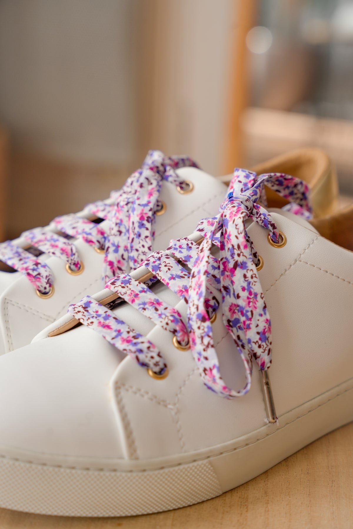 Lacets fleuris rose et lilas - Lacets originaux chaussures | Mon Lacet Français