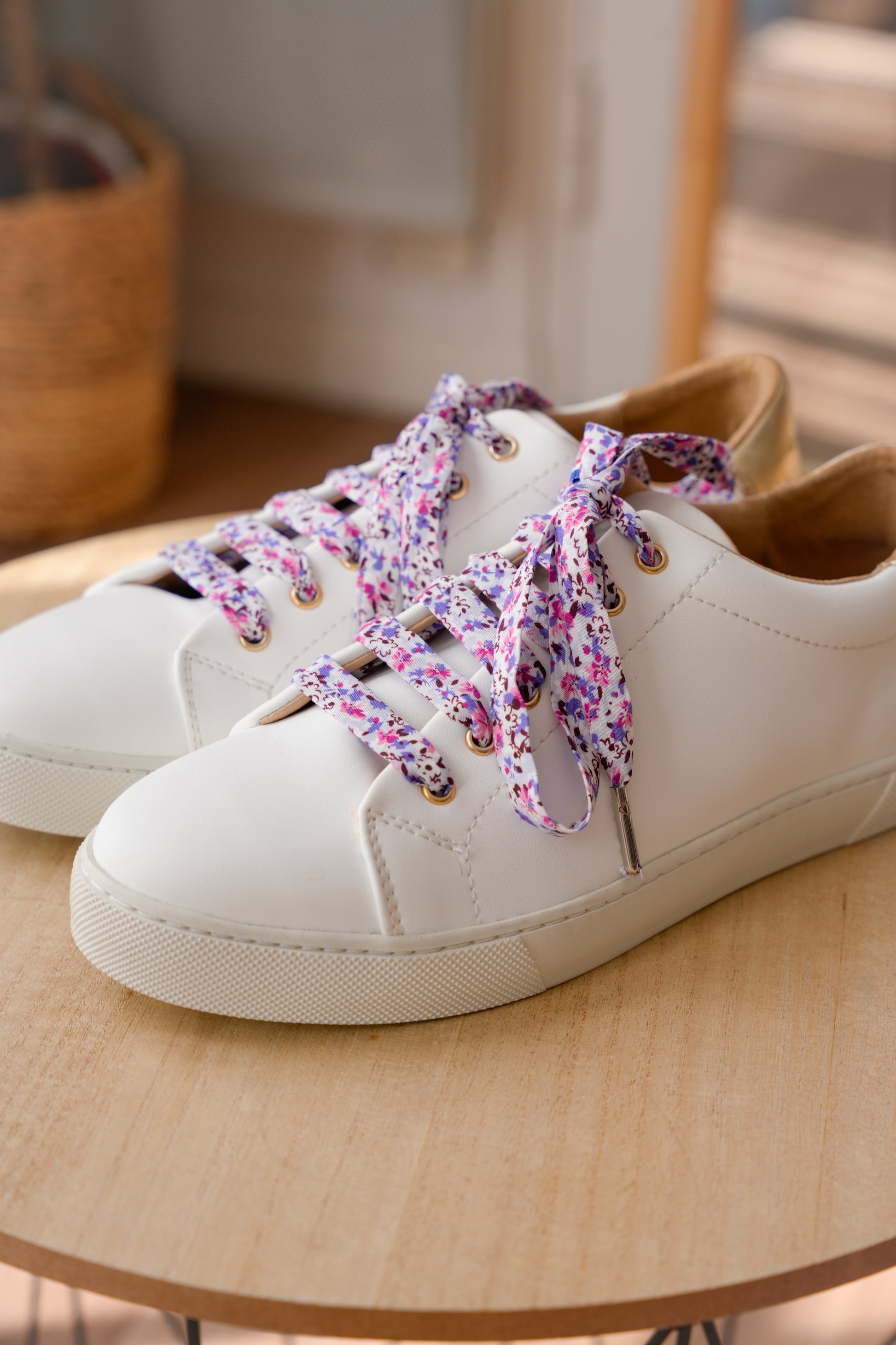 Lacets fleuris rose et lilas - Lacets originaux chaussures | Mon Lacet Français