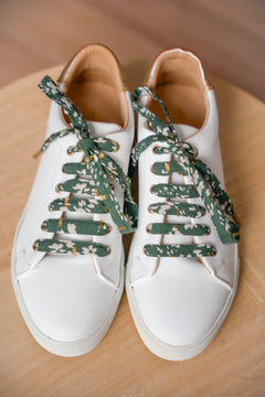 Lacets kaki plumetis dorés - Lacets originaux chaussures | Mon Lacet Français